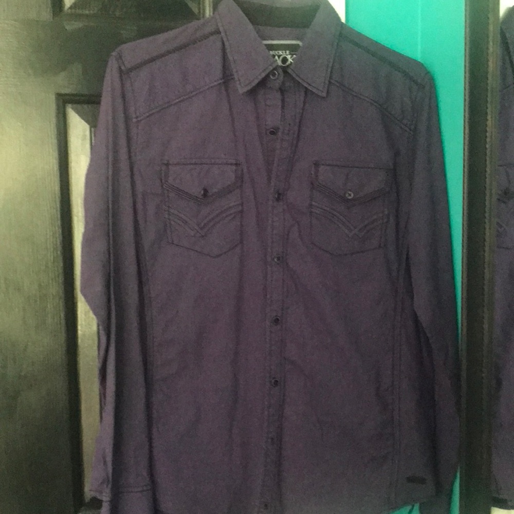 Buckle Black Athletic Fit Button Down Shirt - Picture 10 of 10